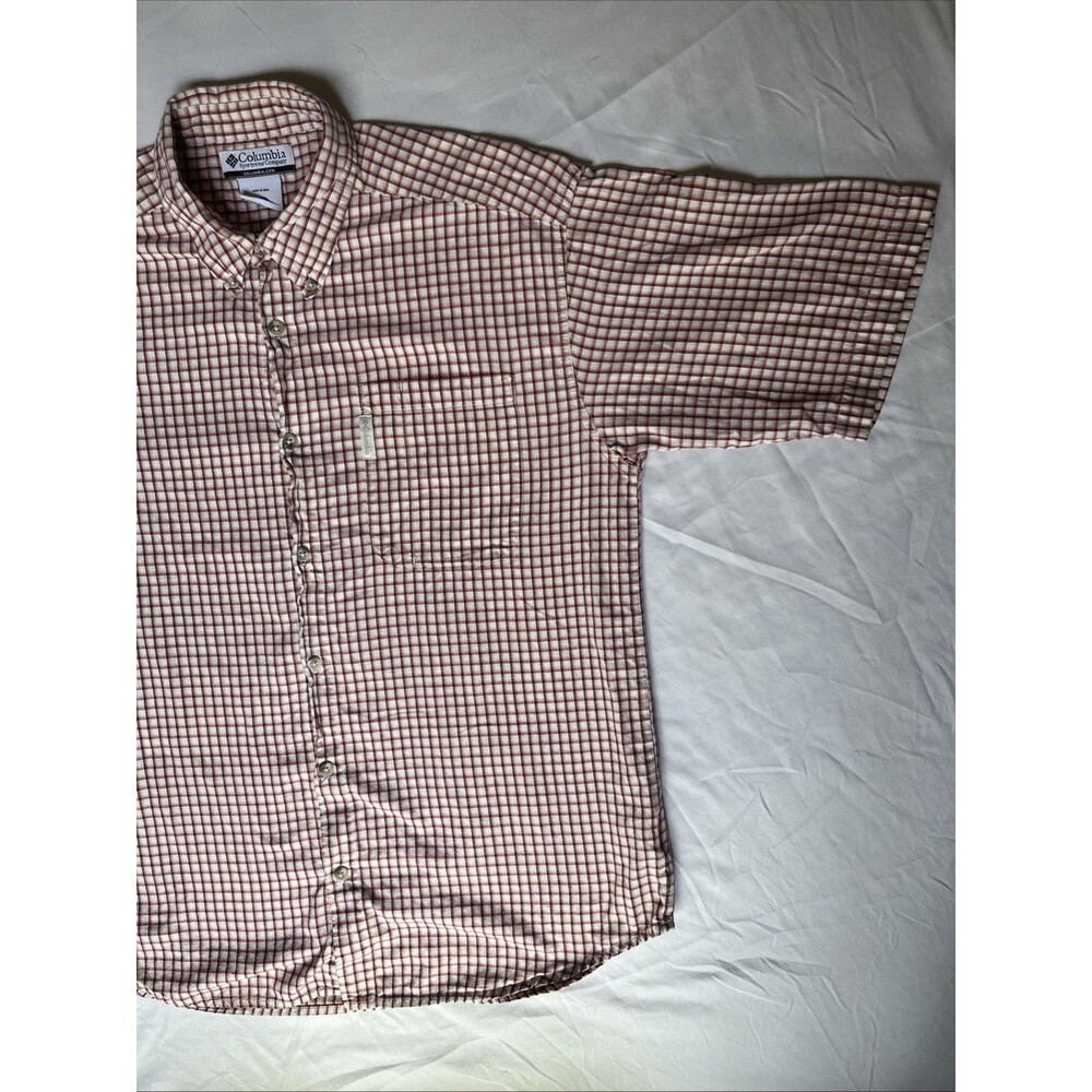 Columbia Shirt Men's Red Plaid Button Down Short Sleeve 100% Cotton Size L VTG - Picture 4 of 11